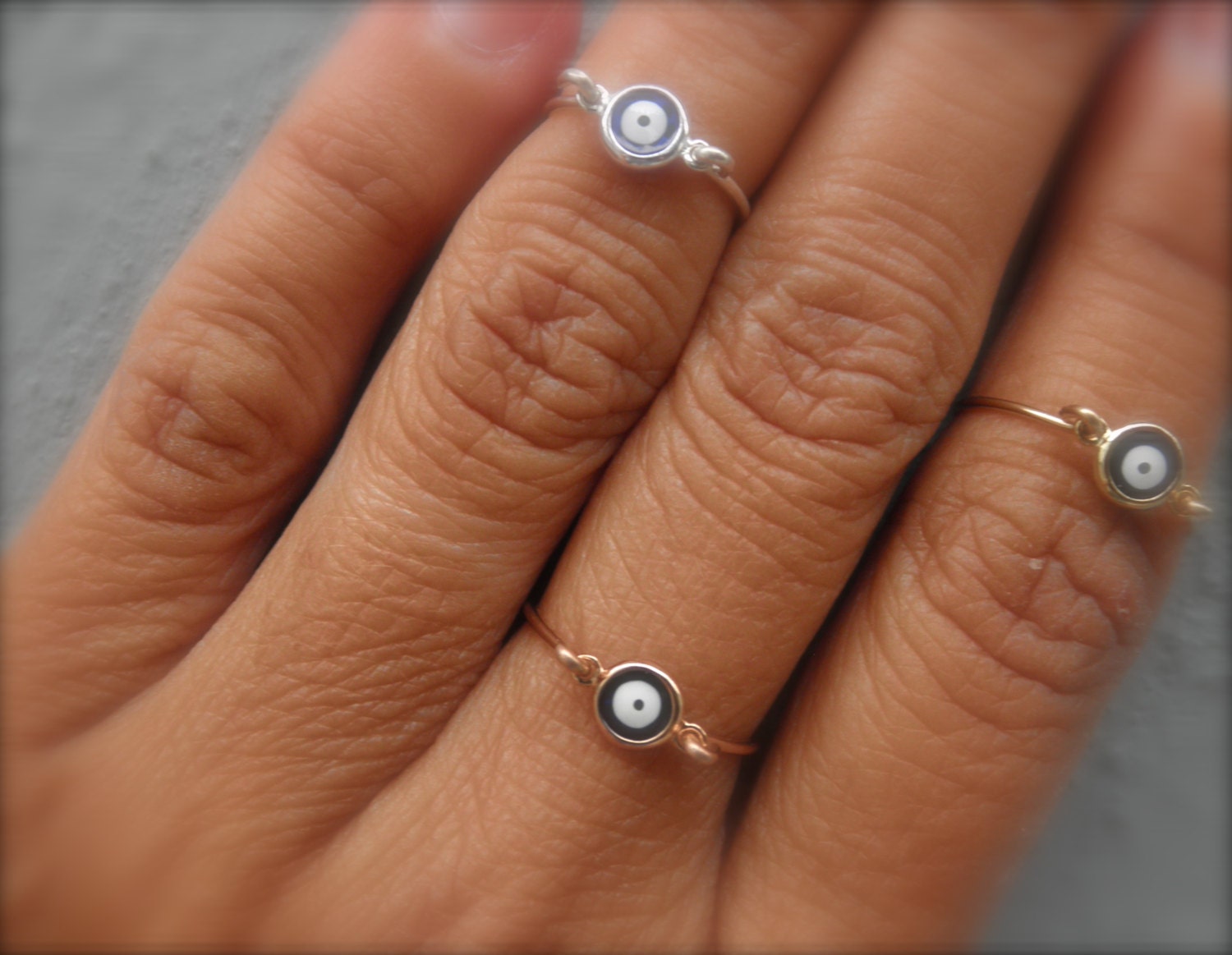 Blue Evil eye ring sterling silver goldfilled and rose by 19bis