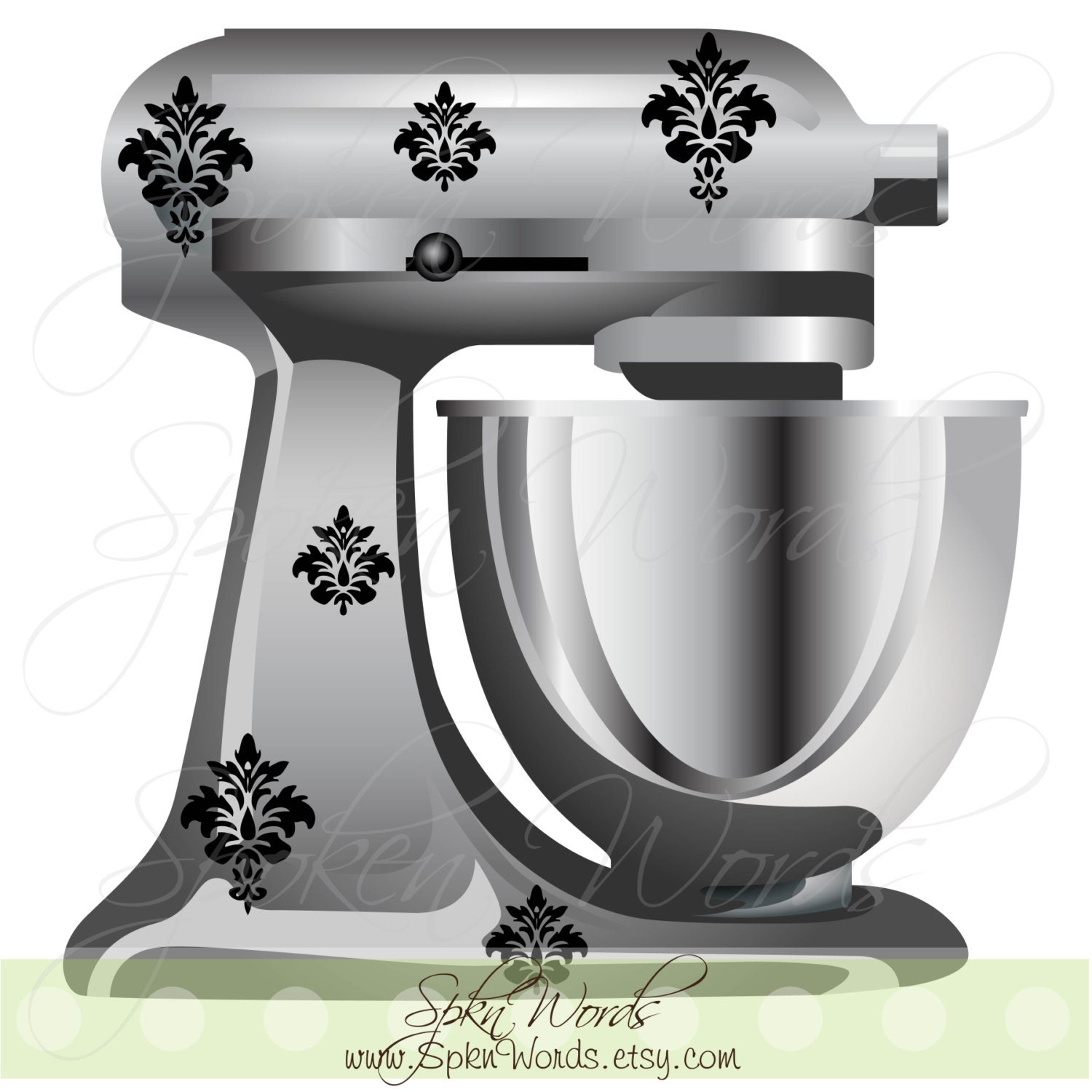 Kitchenaid Mixer Damask Decals Decoration...Vinyl Decal for