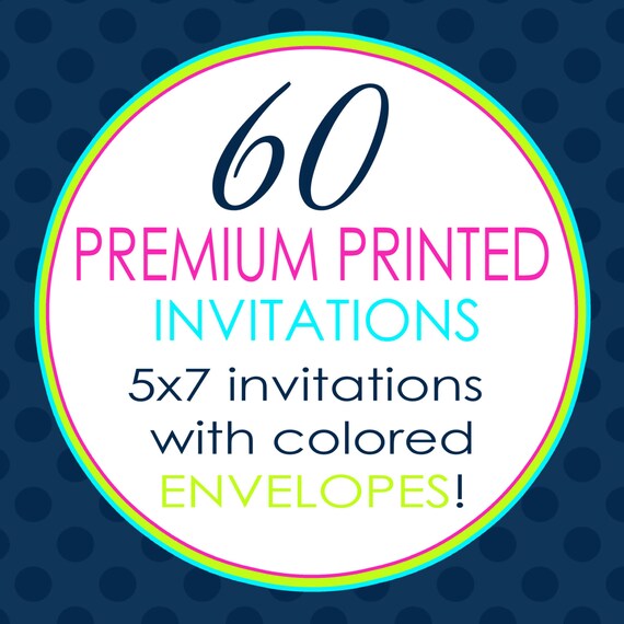 60 invitations printed with FREE colored envelopes #812 Il_570xn
