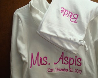 Personalized Embroidered Bride Tracksuit Hoodie and pants - Bridal Party Tracksuit 2pcs. Personalized the way you want!