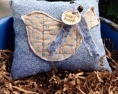 Prim bird pillow tuck~ Vintage Quilt~ Tweet Tweet~ Summer~ Blue flowers
