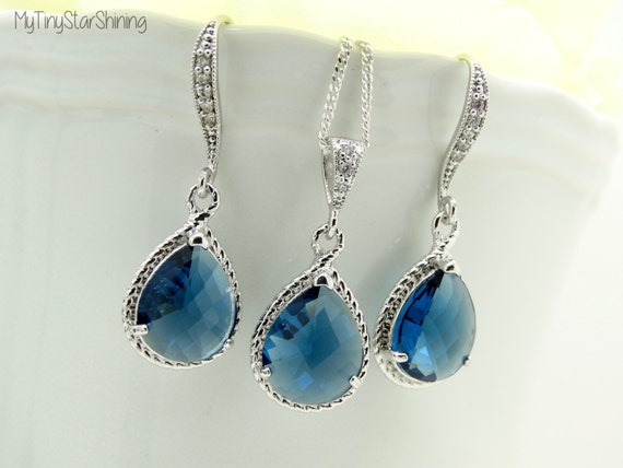 sapphire necklace and earring sets