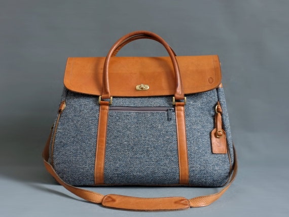 tweed leather bag
