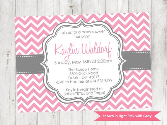 Baby Shower Invitation - Printable Shower Themed Chevron Invite - Colors and Text Customizable Il_570xn