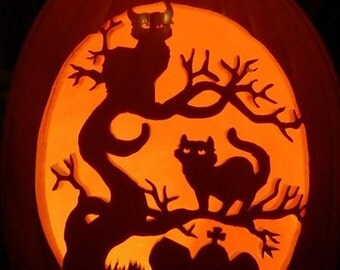 Halloween Scene on a Foam Pumpkin