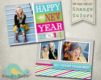 New Year Card PHOTOSHOP TEMPLATE - Happy New Year Card 107