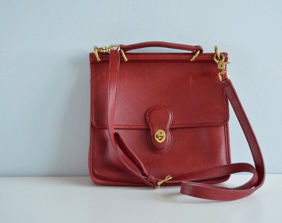 Vintage Red Coach Bag / 1980s Coach Willis Red Leather Handbag