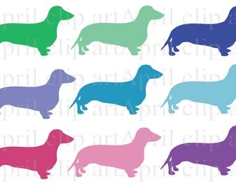Silhouette Weiner Dogs, Dachshunds, Clipart, Digital Clip Art, Digital scrapbooking, card making, invitations