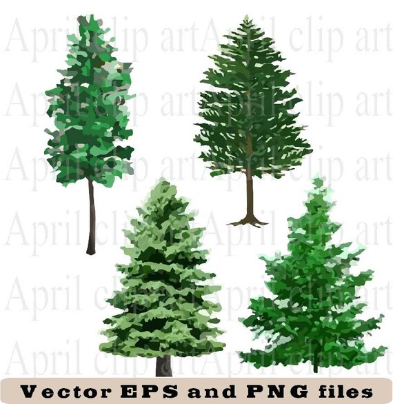 Items similar to 4 Pine Tree EPS and PNG, Vector files, Clip art