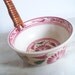 Vintage Ladle Battrang Hand painted Pottery Bowl / Bamboo Handle / Battrang Vietnam