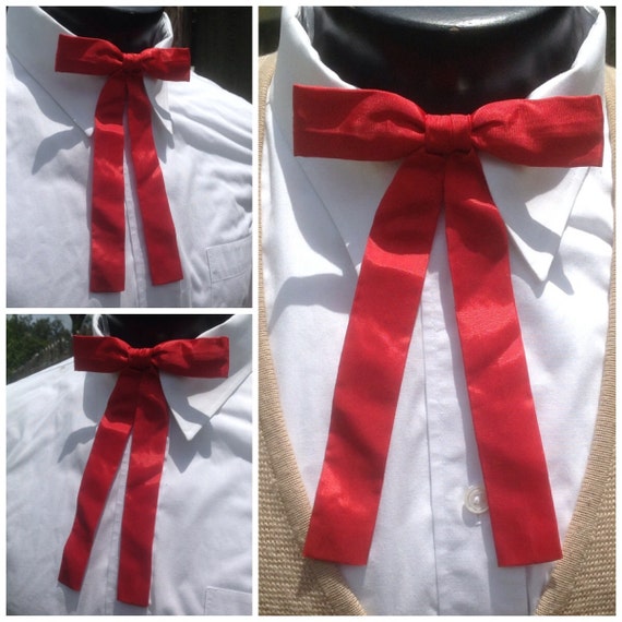 Mens 195060's Vintage Red Western Clip on BOW TIE. String