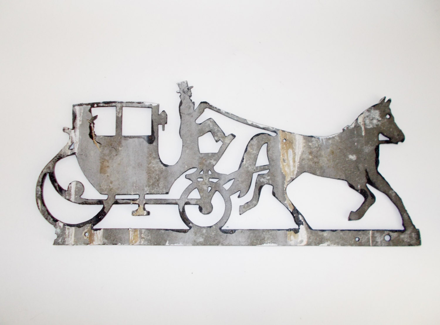 Vintage Victorian Horse and Buggy Silhouette Metal Art Wall