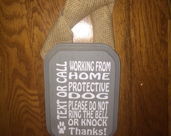 Door Sign, Doorbell Sign, Text or Call, Working From Home ...