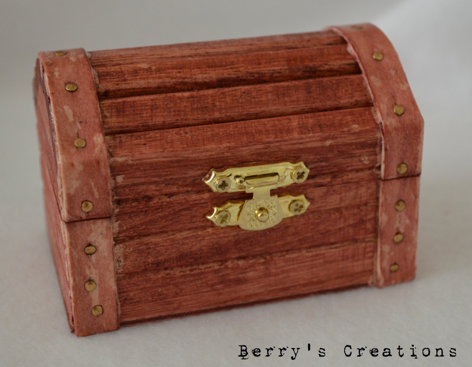 Wedding Canbernet Red Treasure Chest Ring Box