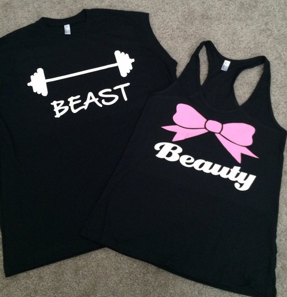 Beauty and Beast - Couples Workout Shirts - Fitness Tanks - Matching Tanks - Ruffles with Love