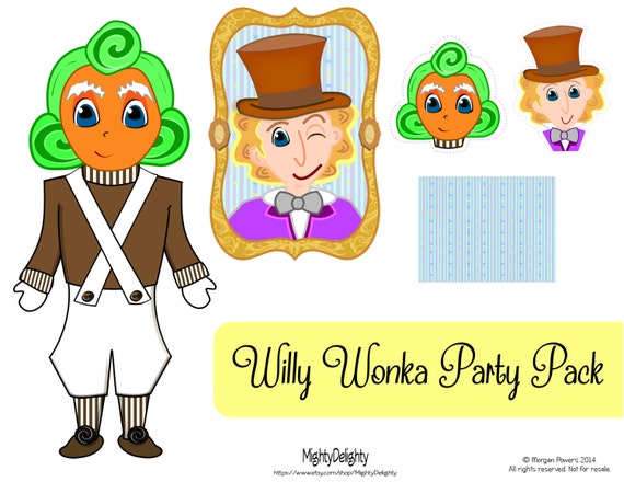 Willy Wonka Party Pack Cupcake Toppers and large Inspired