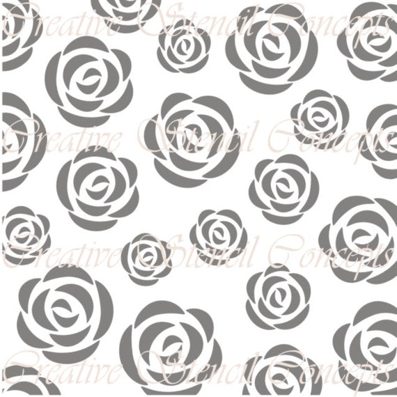 SImple Roses Decorative Stencil MULTIPLE SIZES AVAILABLE on