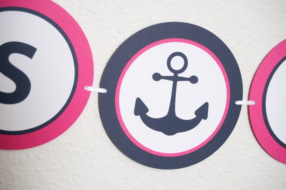 IT'S A GIRL Nautical Baby Shower Banner, Anchor Baby Shower, Baby Shower Sign, Nautical Sign, Navy Pink Shower, Baby Girl Shower Il_570xn