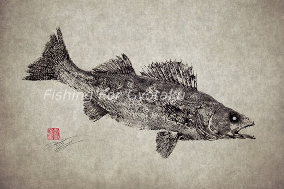 Walleye Gyotaku Print Traditional Japanese By Fishingforgyotaku