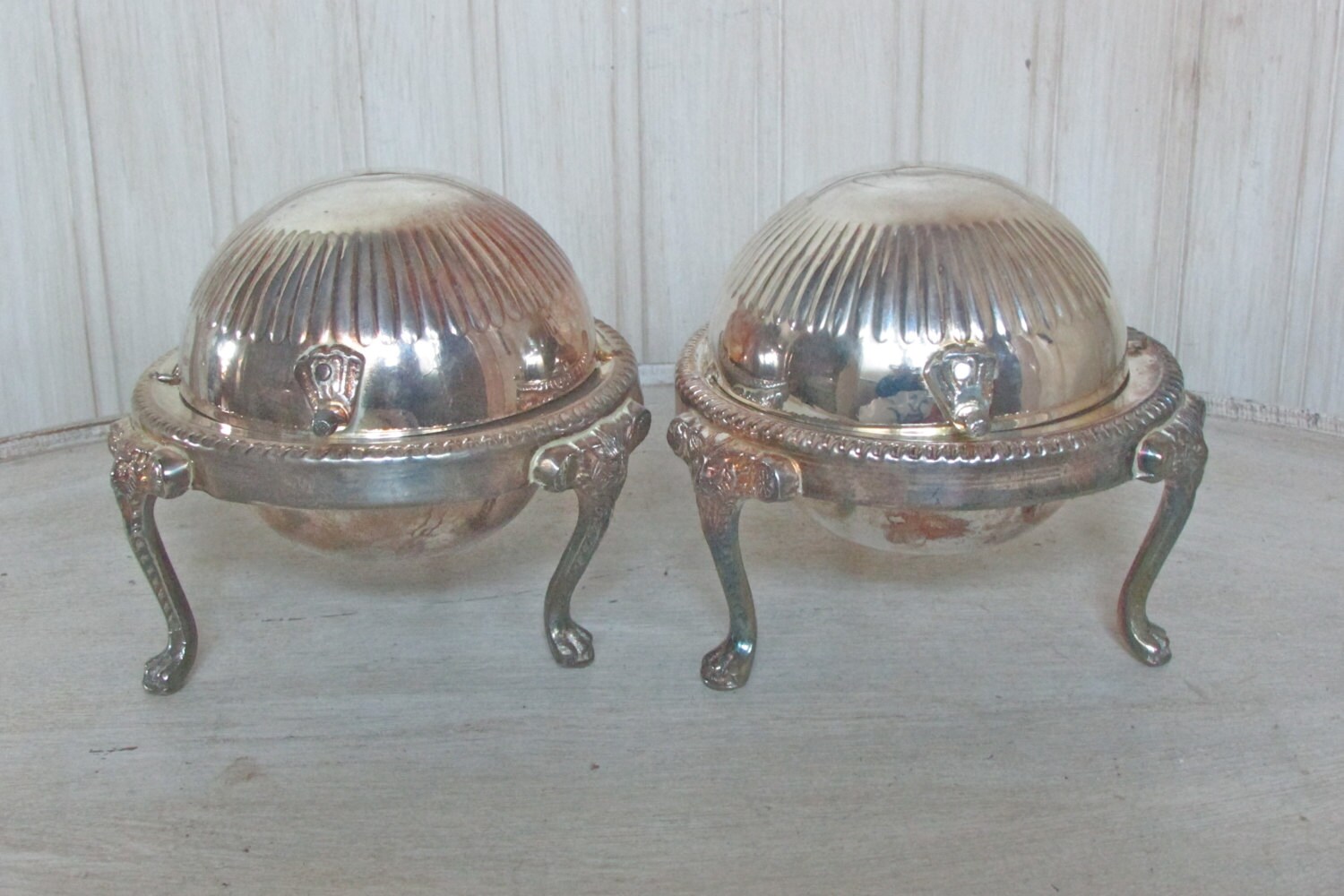 Antique Silverplated Butter Dish Round Rotating Lid by frenchtwine