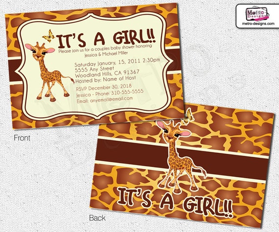 Giraffe Baby Shower Invitation Il_570xn