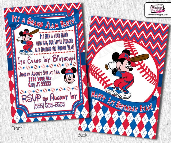 Mickey Mouse Birthday Invitations Baseball 3