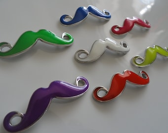 CLEARANCE Trendy Mustache Charm Bracelet Jewelry Connector Shiny Enamel Coated Alloy 7 Piece Set