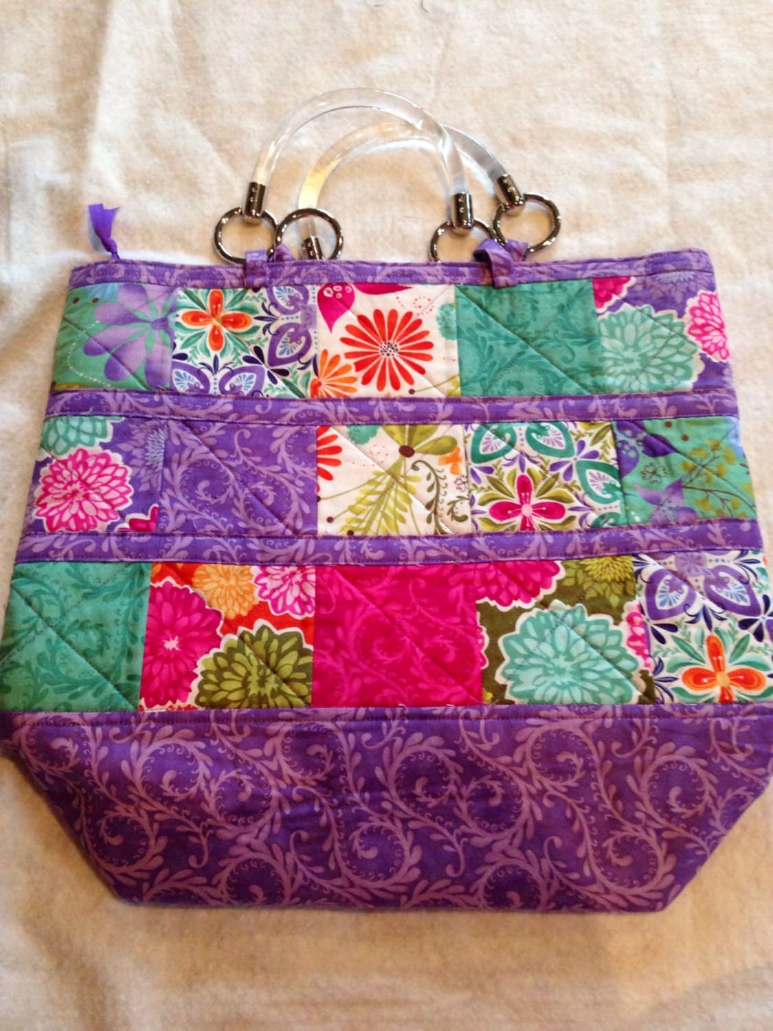 Purple Quilted Tote bag/purse by SewPerfectPatchwork on Etsy