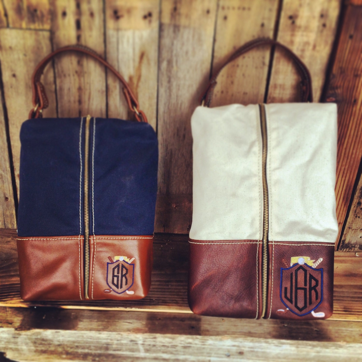 Leather & Waxed Canvas Shoe Bag 100 Handmade in the USA