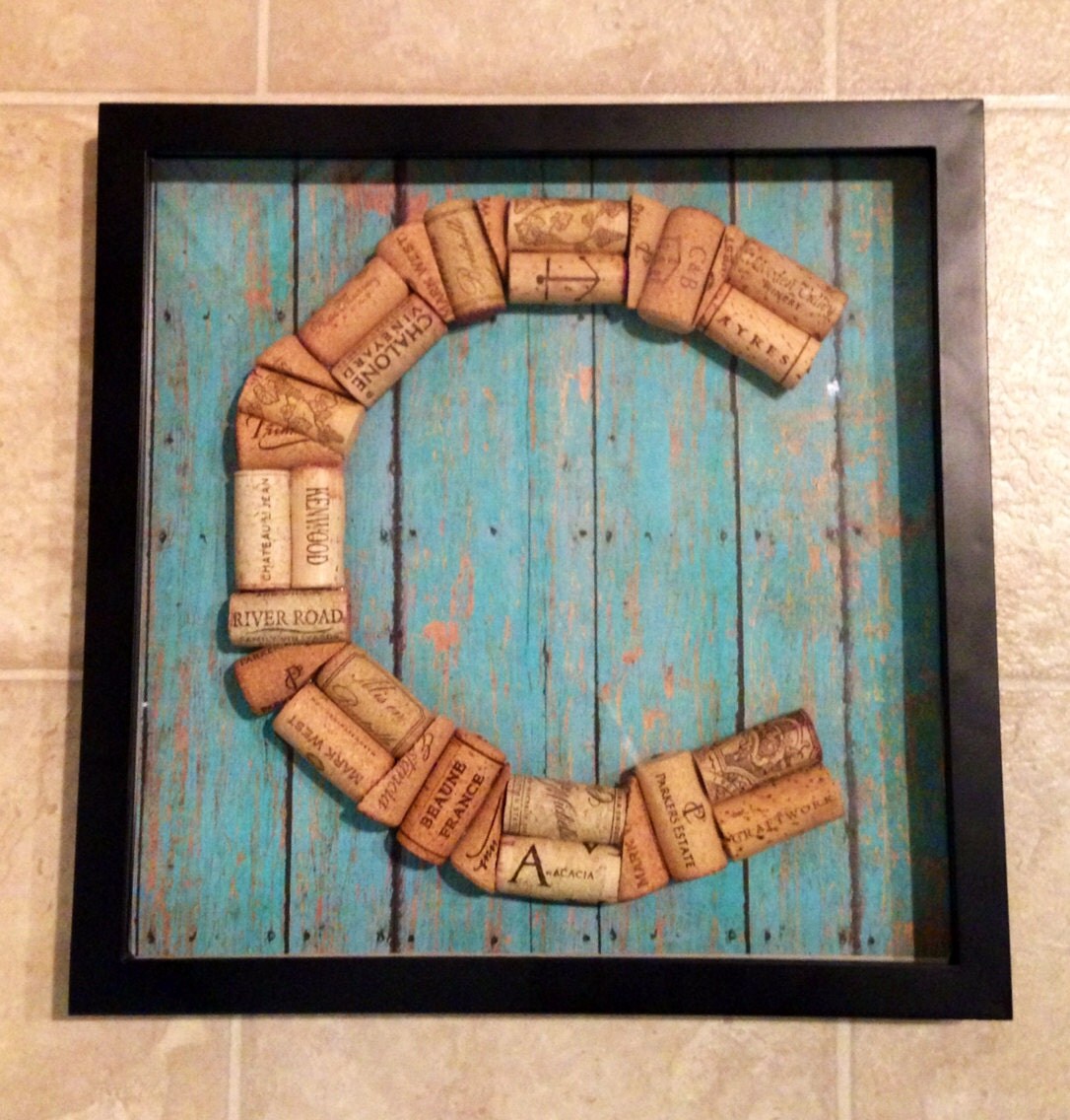 Large Framed Wine Cork Letter in Shadow Box Perfect gift for