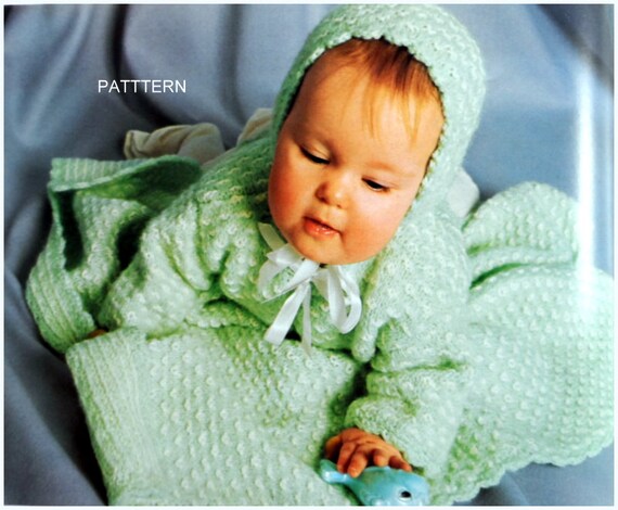 Baby Layette Pattern Knit Babys Breath Sweater Bonnet by pluinct