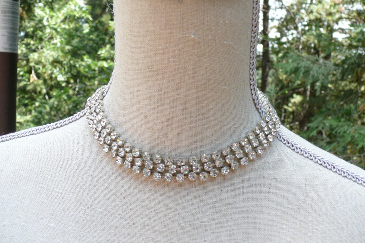 Vintage Bridal Czech Rhinestone Choker Necklace 3 by WillowBloom