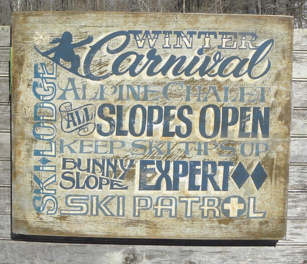 Skiing Word Art Sign original wooden wall decor ZO WS1