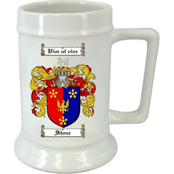 personalized beer stein with family crest