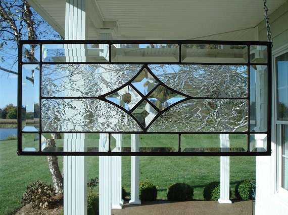 Stained Glass Window Transom Panel Bevels And Textured Clears