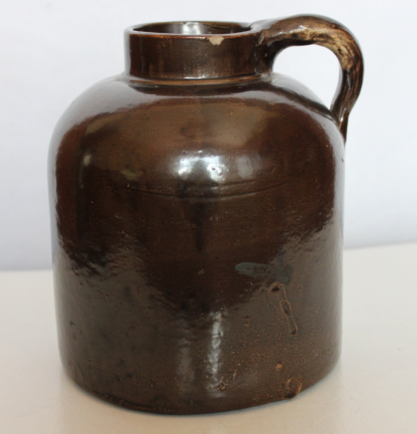 Vintage Brown SlipGlaze/SaltGlaze Stoneware Wide Mouth Crock Jug