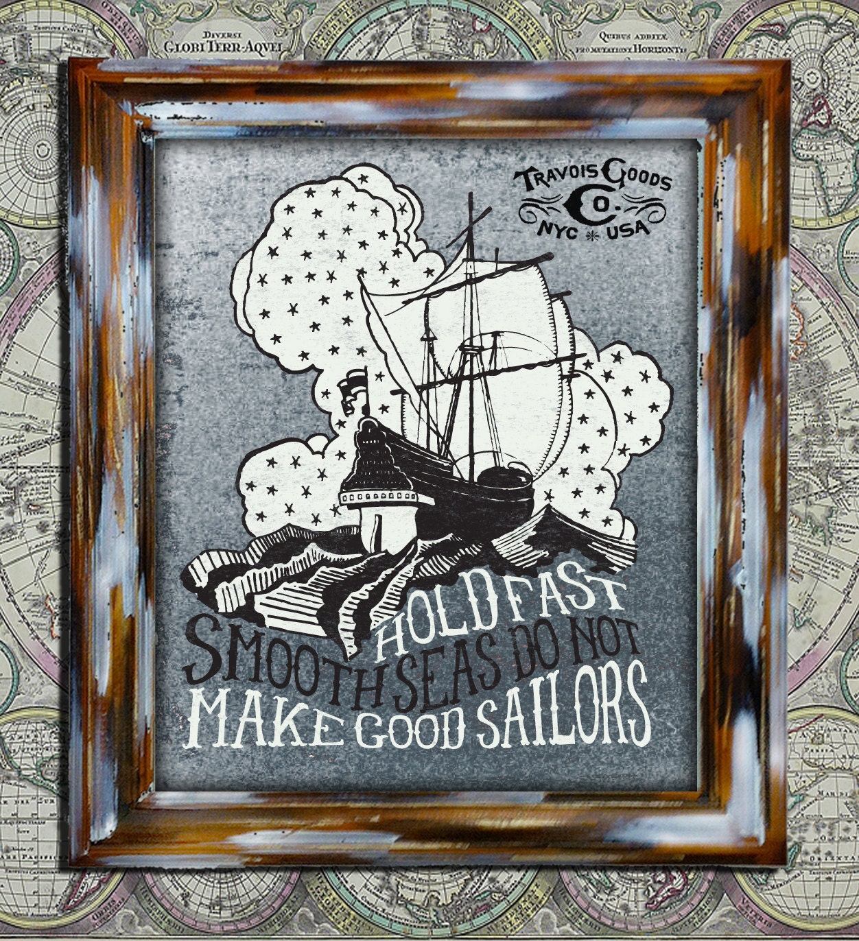 Framed Art Print Wall Decor Home Americana Vintage Rustic