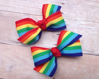 Adorable rainbow pigtail bows, rainbow bows, toddler bows, pigtail bows, rainbow hair bows, girls hair bows, girls bows, baby bows