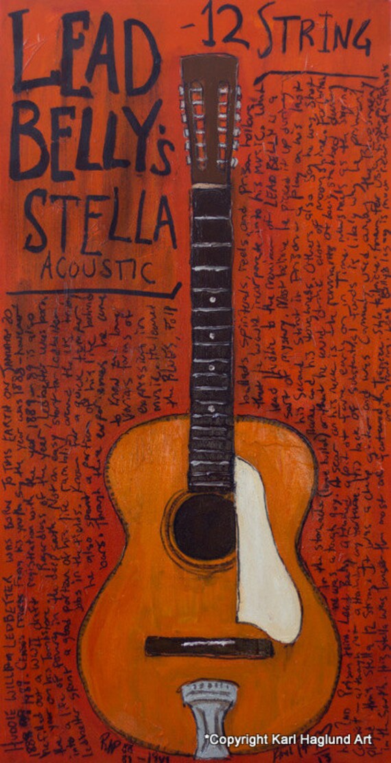 Blues Art. Guitar Art. Lead Belly Stella Acoustic Vintage 12
