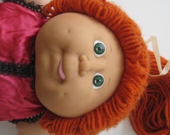 Cabbage Patch Kids Doll Girl Tongue 1986 Head Mold #11 Coleco KT Green Eyes ...