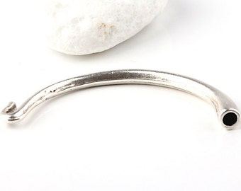 Silver Plated Curved Bracelet Bar, 1 piece - Jewelry Supplies // SPC-130