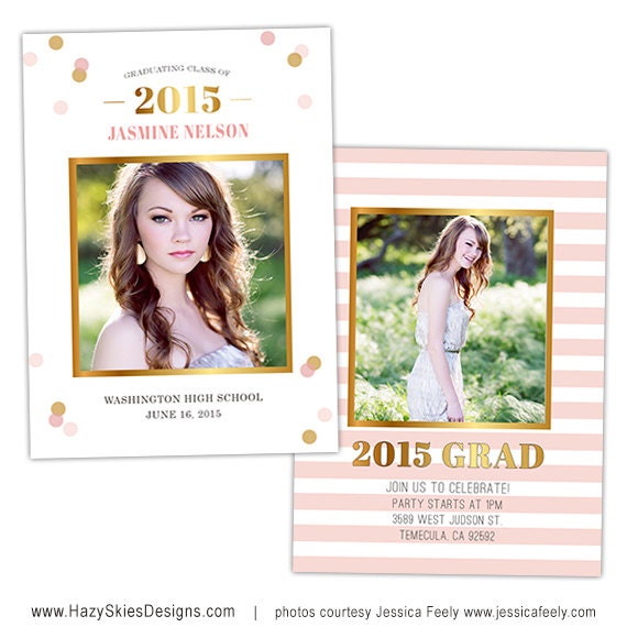 Senior Graduation Announcement Card Template For Photographers Photoshop Card Templates For Photographers
