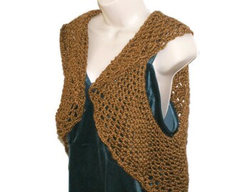 Womens Vest, Brown Shrug, Brown Sweater Vest, Shrug, Sleeveless Shrug, Womens Bolero, Lacy Bolero, Plus Size Bolero, Plus Size Vest