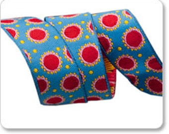 JANE SASSAMAN 7/8" ribbon--Blue/Red Dotty--price is per yard