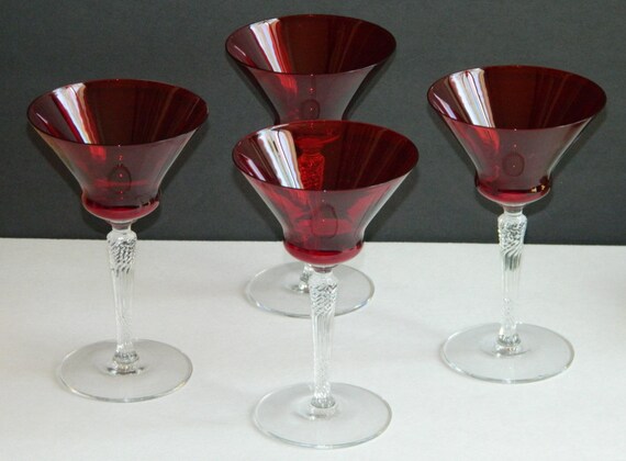 Vintage Stemware 1930s Ruby Red Crystal/Vintage by rmckie13