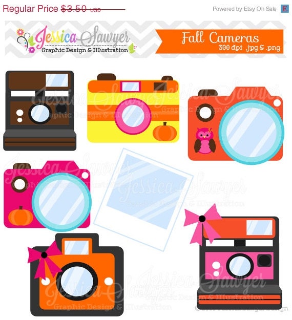 50% OFF - INSTANT DOWNLOAD, cute fall camera clip art, camera clipart, photography logo, for commercial use, etsy banners, marketing Il_570xn