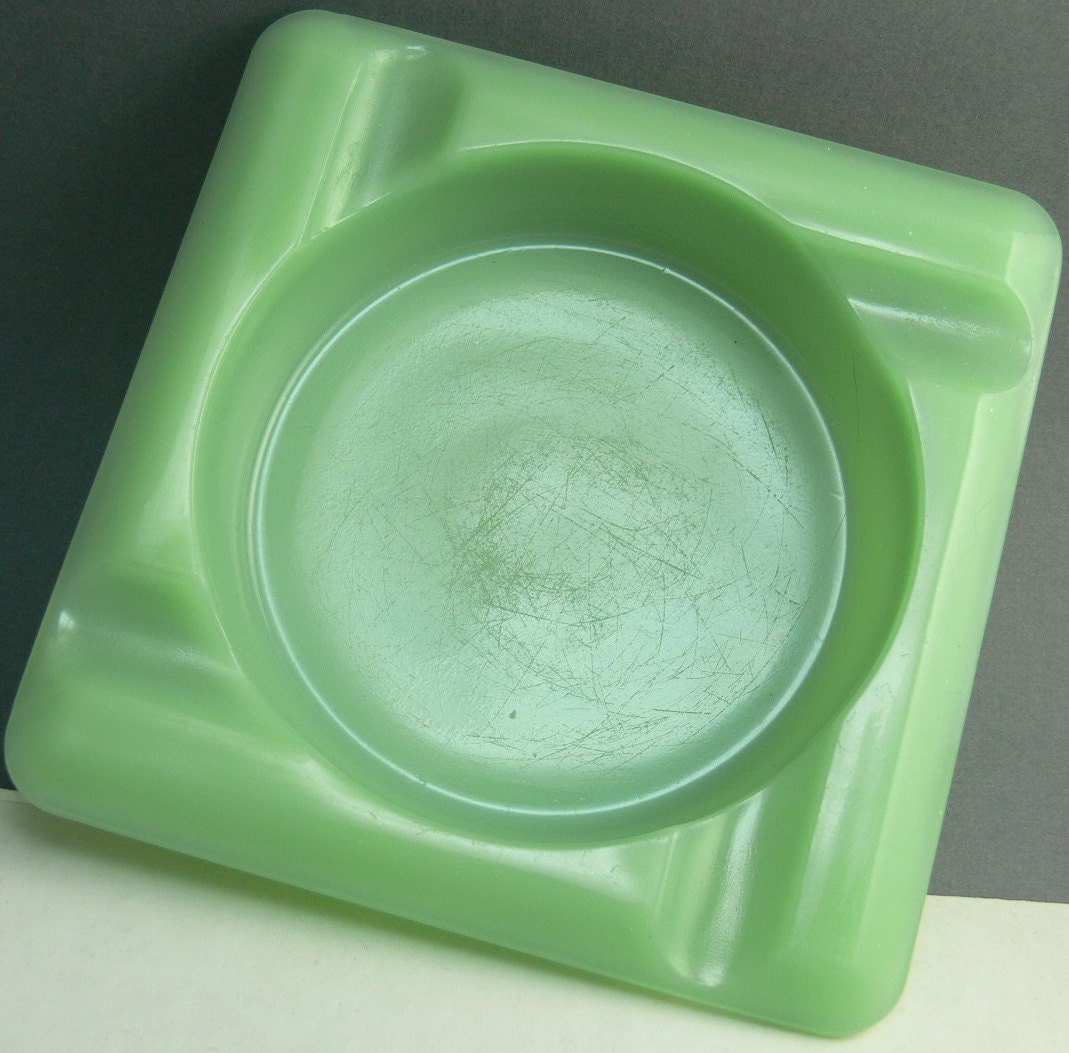 Vintage Fire King Glass Jadeite Ashtray