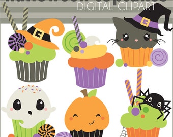 Halloween Clipart Halloween Cupcakes -Personal and Limited Commercial Use- spider cupcake, cat cupcake, etc.