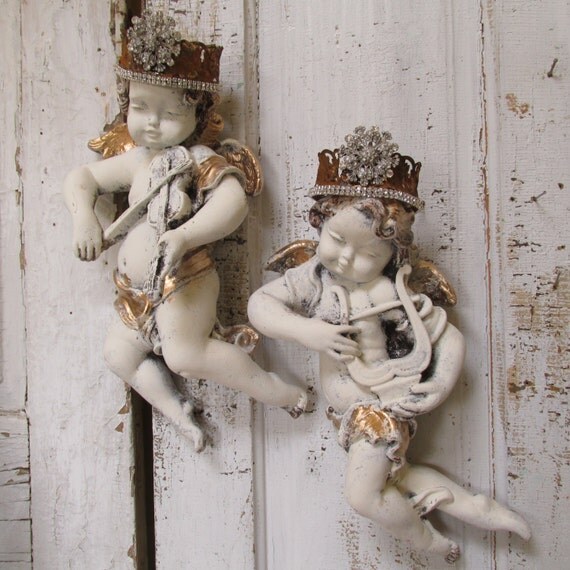 cherub statue wall decor hand painted plaster french chic cherub statue wall decor hand painted plaster french chic