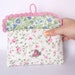 Pink Spring Cosmetic makeup bag with crochet lace Vintage rose fabric and ceramic bird button Pouch Clutch Bridal Bag